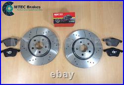 Ford Focus ST225 2.5 Front Drilled Grooved Brake Discs and Mintex Brake Pads