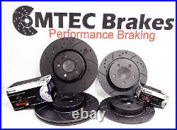 Ford Focus ST225 2.5 Front Rear Drilled Grooved Brake Discs Black Plus MTEC Pads