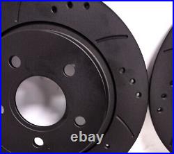 Ford Focus ST225 2.5 Front Rear Drilled Grooved Brake Discs Black Plus MTEC Pads