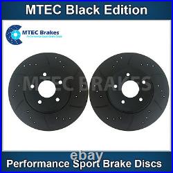 Ford Focus mk2 ST225 2.5 Front MTEC Brake Discs Drilled Grooved Black Edition