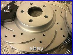 Front Drilled + Grooved Brake Discs + Pads Kit Ford Focus St225 Oe Quality