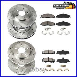 Front+Rear Drill Slot Brake Rotors & Ceramic Pads For 2012 2013- 2017 Ford Focus
