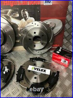 Front & Rear Drilled & Grooved Discs & Brembo Pads Ford Focus 2.0 2.5 St Mk2/3