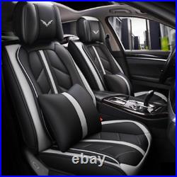 Full Seat PU Leather Car Seat Cover Cushion Pad With Headrests & Waist Pillows
