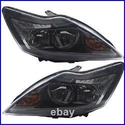 Headlights Ford Focus Mk2 2008-2011 Black Inner Headlamps 1 Pair Left & Right