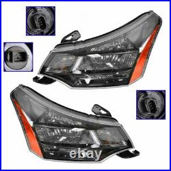 Headlights Headlamps Left & Right Pair Set for 09-11 Focus with Black Chrome Trim