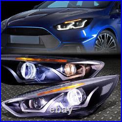 Led Drl For 15-18 Ford Focus Black/clear Signal Projector Headlight Head Lamps