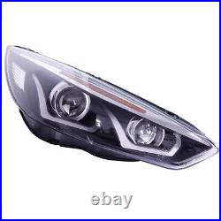 Led Drl For 15-18 Ford Focus Black/clear Signal Projector Headlight Head Lamps