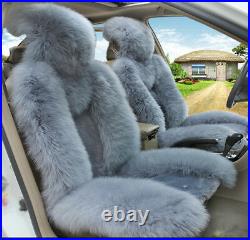 Super soft & fluffy Winter Sheepskin Fur Car 2 Front Seat Cover Winter Grey/Blue