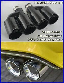 Universal 63mm-89MM -Dual Pipes Right + Left Side Glossy Exhaust TWIN End Tips