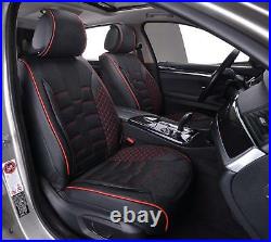 Universal Black Fabric & Leather Seat Covers Full Set Car Van Motorhome Bus Mpv