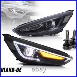 VLAND LED Headlights for Ford Focus 2015-2017 Front Lamps Sequential+LED Bulbs
