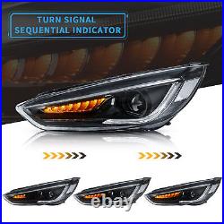 VLAND LED Headlights for Ford Focus 2015-2017 Sequential Indicators Pair LH&RH