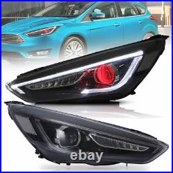 Vland Headlights For 2015-2018 Ford Focus Projector Sequential LED Evil Eye Pair